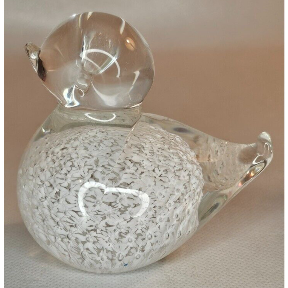Made In Sweden Paperweight Glass Duck
